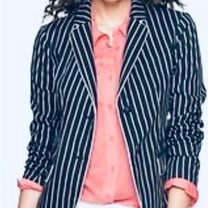 GAP Navy and White Pinstripe Blazer with Coral Shirt